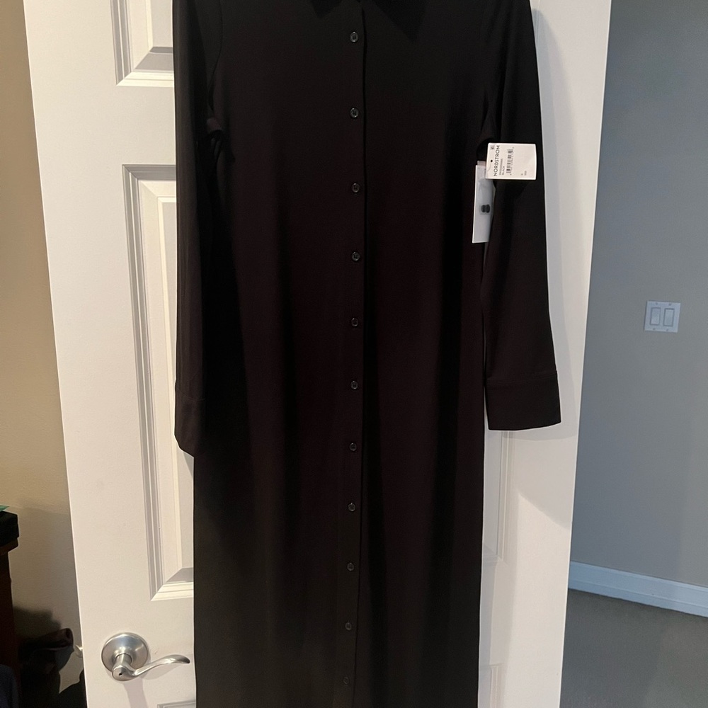 Nordstrom Classic Black Long Sleeve Shirt Dress NWT size small